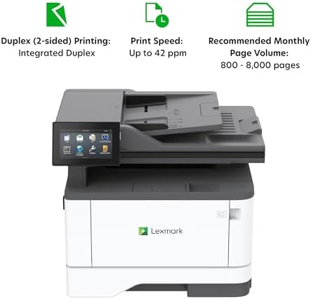 Lexmark MX432adwe Monochrome Laser Printer, Integrated Duplex, Recommended Monthly Page Volume: 800-8,000 Pages, Print Speed: Up to 42 ppm (29S8100) - Image 5