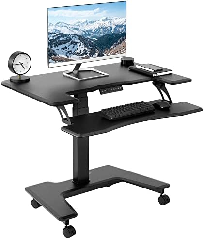 VIVO Black Electric 36 in Dual Platform Standing Desk Cart, DESK-V111VT by VIVO