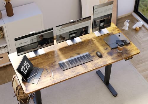 Claiks Electric Height Adjustable Standing Desk, 63x24 Inch, Rustic Brown - Image 4