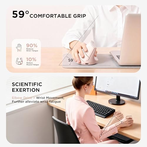 Uineer Ergonomic Vertical Mouse, 2.4G Wireless Mouse, Rechargeable, 4-DPI - Image 4
