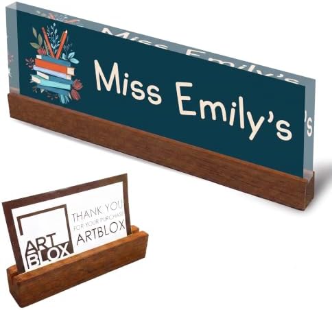 Floral Acrylic Desk Name Plate | Custom Office Sign by Artblox