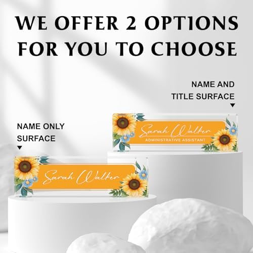 Custom Name Plate for Desk - Desk Name Plate Personalized - Office Desk Accessories - Employee Teacher Appreciation Gifts for Coworkers - Acrylic Sunflowers Office Desk Decor - Office Gifts for Women - Image 2