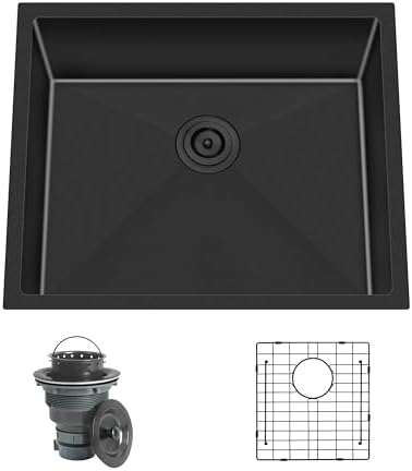 23 Inch Black Undermount Single Bowl Handmade Kitchen Sink - Image 2