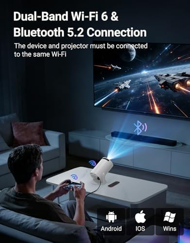 Mini Projector with WiFi 6 and Bluetooth 5.2,Portable Projector Support 4K - Image 5