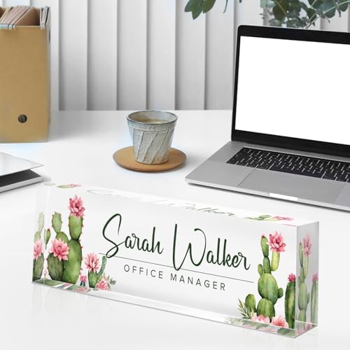 Custom Name Plate for Desk - Desk Name Plate Personalized - Acrylic Office Desk Accessories - Appreciation Gifts for Coworkers Employee Teacher Staff Boss - Office Decor for Women Men (Cactus) - Image 4