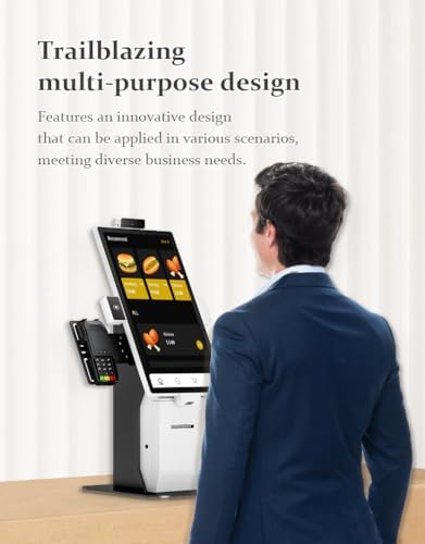 Portable Payment Terminal Self Service Kiosk, Digital Signage Display, FHD 23.8'' Touch-screen, for Fast Food Restaurant/Self-Ordering/Advertising/Beauty/Retail Store/Cafe/Bar(23.8'', Tabletop) - Image 3