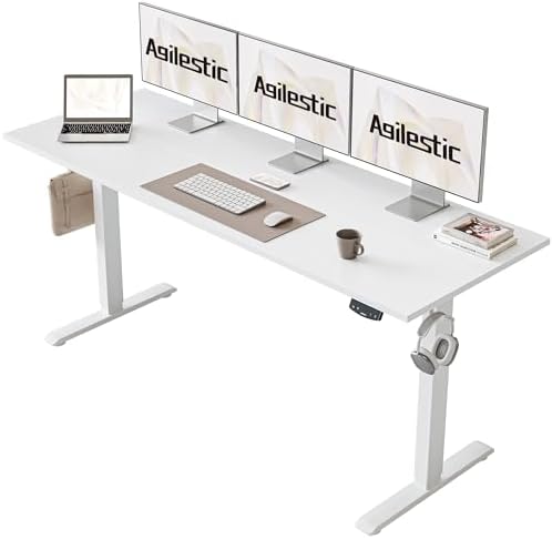 Agilestic 63 * 24 Inch Height Adjustable Electric Standing Desk, White by Agilestic