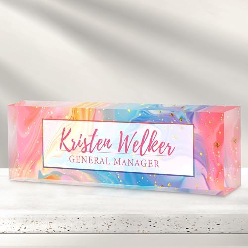 Custom Office Name Plate for Desk - Desk Name Plate Personalized Gifts for Coworkers, Boss, Employees, Teacher, Nurse - Office Desk Decor for Women Men - Employee Appreciation Gifts (Pink/Blue) by Cryphart-CustomGiftExpert