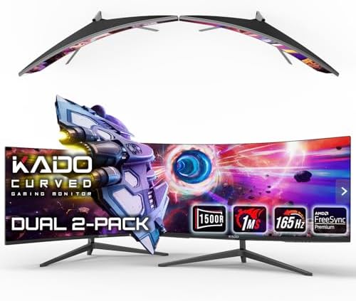 Kado 2-Pack 34" Curved 1500R 165Hz 1ms Ultrawide 2560x1080 Computer Monitor by Kado