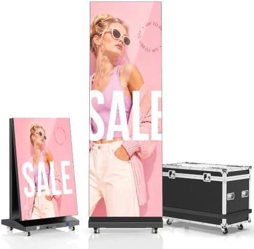 80" Seamless Splicing LED Display, Foldable Poster Screen with P1.86 Digital Signage Display LED Totem with USB/HDMI/WiFi/Remote by JASZDOT