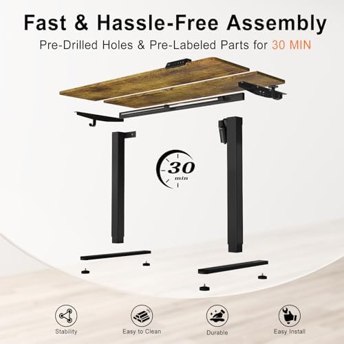 32 Inch Height Adjustable Standing Desk for Home, Dark Walnut - Image 6