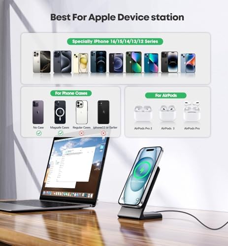 TXXTOL Magnetic Wireless Charger iPhone Stand 15W Fast Mag-Safe Charger for iPhone 16/15/14/13/12 Series Apple Magnet Wireless Charging Station - Image 6