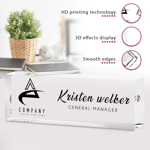 Custom Office Name Plate for Desk - Desk Name Plate Personalized Gifts for Coworkers, Boss, Employees, Teacher, Nurse - Office Desk Decor for Women Men - Employee Appreciation Gifts (Logo) - Image 5