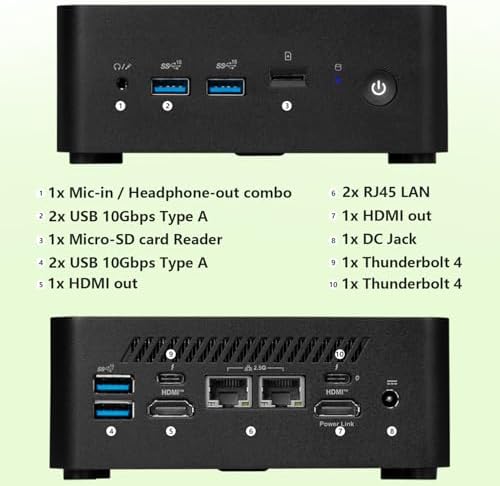 msi Cubi NUC Business Mini Desktop, 10-Core Intel Core 5 120U Processor, 32GB DDR5 RAM, 1TB SSD, Support 4-Monitor 4K, Thunderbolt 4, HDMI, MicroSD Card Reader, Wi-Fi 6, Windows 11 Pro - Image 7