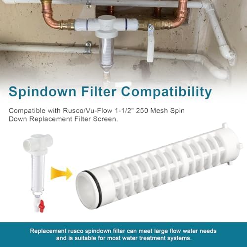 1-1/2 Inch 250 Mesh Spin Down Filters for Rusco Vu Flow, 8" Long Spin Down Sediment Filter Screen for Well Water and Sprinkler Irrigation (FS-1-1/2-250) - 2 Pack - Image 2