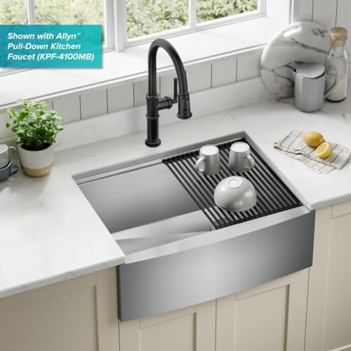 KRAUS Kore 27-Inch Farmhouse Workstation 16 Gauge Stainless Steel Kitchen Sink with Accessories, KWF210-27 - Image 2