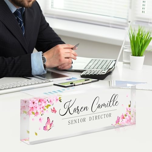 Custom Office Name Plate for Desk - Name Plate Personalized Gifts for Coworkers, Boss, Teacher, Social Worker - Acrylic Office Desk Decor for Women Men - Employee Appreciation Gifts (pink) - Image 7