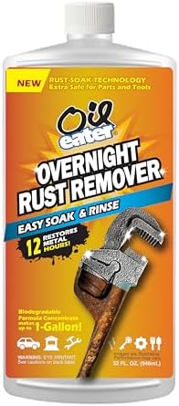 Oil Eater Overnight Rust Remover - Safe & Easy Soak for Tools, Auto Parts, Antiques, 32oz Concentrate - Makes 1-Gallon, (Pack of 6) by OilEaterCleanerDegreaser
