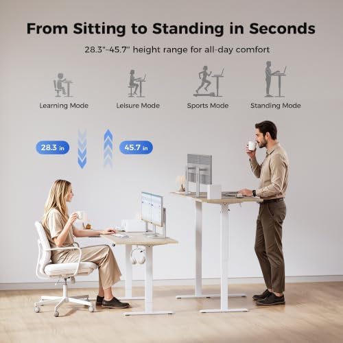 Agilestic 63 * 35 Inch Reversible L Shaped Electric Standing Desk, Maple - Image 5