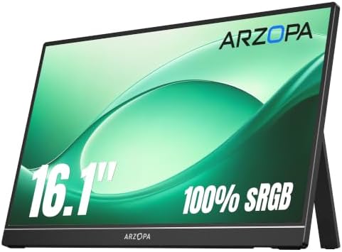 ARZOPA 16.1" Portable Monitor, 100% sRGB FHD 1080P Kickstand -Z1C by ARZOPA