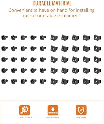 Tecmojo Rack Mount Screws 25 Pack - M6 Cage Nuts and M6 Screws, for Network Racks, Enclosures and Server Cabinets, Square Hole Installation - Image 4