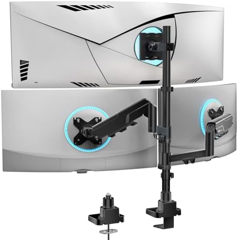 WALI Triple Monitor Mount - Extra Tall 3 Monitor Desk Mount for 17-49 Inch Ultrawide Screens, Up to 44 lbs, Fully Adjustable Heavy Duty Monitor Arm, VESA 75/100 mm (GSDM003-P), Black by WALI