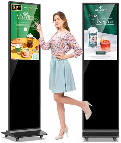 MWE 32 Inch Indoor Digital Signage Displays Touchscreen Kiosk Floor Standing Advertising Display LCD Poster Interactive Display Android System with Auto Media Player by QIXZOCV