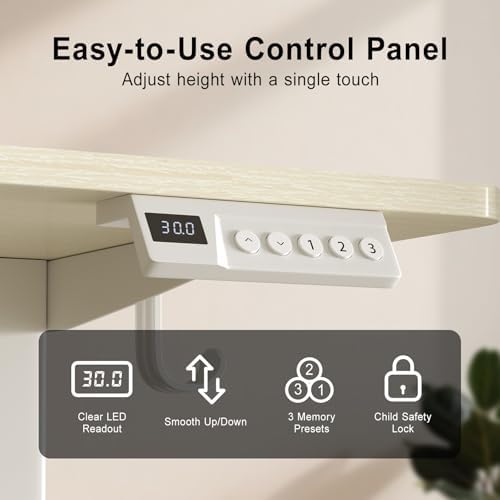 40 Inch Height Adjustable Standing Desk for Home Office, Natural - Image 2