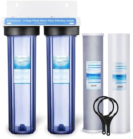 Geekpure 2 Stage Whole House Water Filter System-1" NPT Brass Port by Geekpure