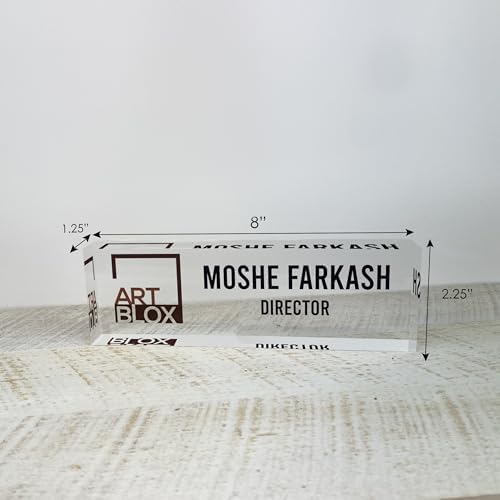 Artblox - Office Desk Name Plate Personalized | Custom Name Plates for Desks with Your Logo On Clear Acrylic Glass - (8" x 2.5") - Image 5