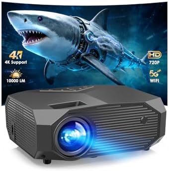 Projector with WiFi and Bluetooth, Native 1080P Outdoor Portable Movie Projector, 50%-100% Zoom, 400" Display, 4K Projector Compatible with HDMI/USB/PC/TV/PS5/DVD/Android/iOS(Dark Gray) by YOWHICKmakesyourlifebetter