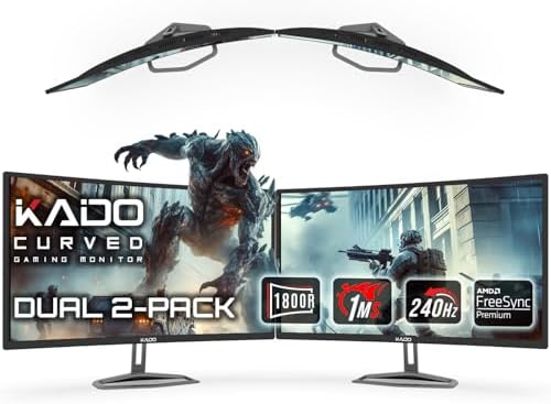Kado 2-Pack 32" 240Hz 1ms Curved 1800R 1920x1080 Gaming Computer Monitor by Kado
