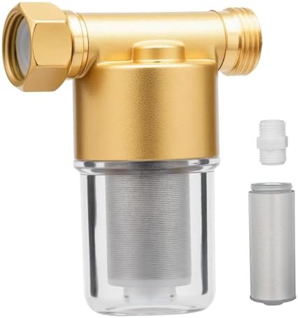 40 Micron Brass Sediment Filter, Reusable Sediment Water Filter for Washing Machine, Shower,Gardens, Well Water Traps Sand Particles, Rust, and Copper Shavings (Brass) by FIMXSD