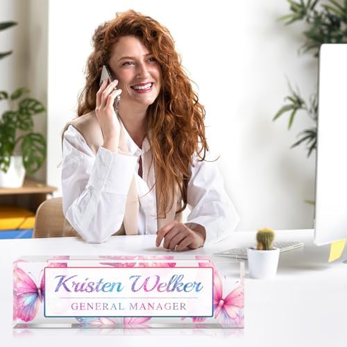 Custom Office Name Plate for Desk - Desk Name Plate Personalized Gifts for Coworkers, Boss, Employees, Teacher, Nurse - Office Desk Decor for Women Men - Employee Appreciation Gifts (Pink Butterfly) - Image 4