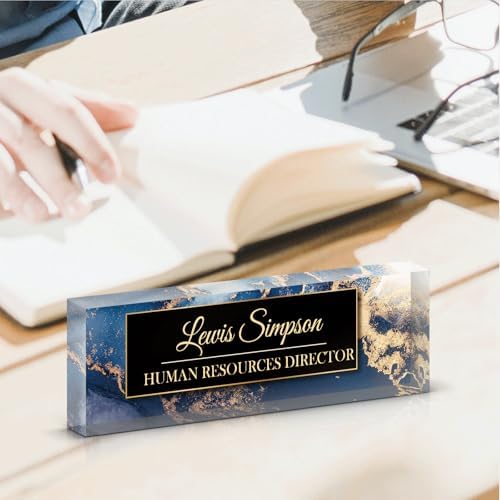 Desk Name Plate Personalized, Desk Double sided pattern Name Plate Personalized Office Desk Decor for Women and Men, Teacher Nurse Boss Employee Appreciation Gifts (Blue Marble, Customized) - Image 4