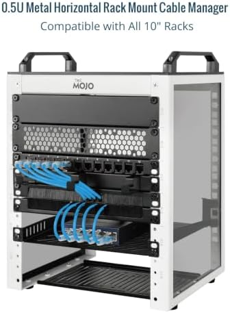 Tecmojo 2 Pack 0.5U Horizontal Cable Manager with 3 D-Rings, Metal Rackmount Cable Organizer for 10" Server Rack & Network Cabinet, Black - Image 4