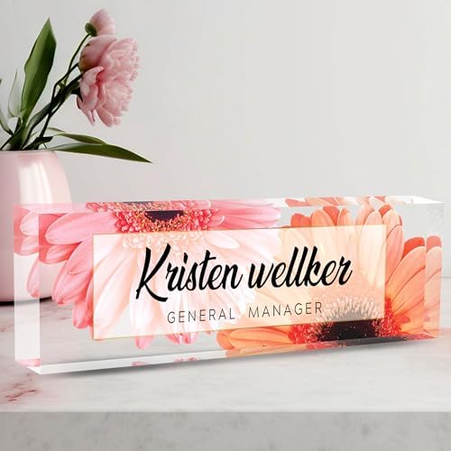 Custom Acrylic Name Plate for Office - Personalized Desk Decor for Women & Men, Employee Appreciation Gifts for Boss, Manager, Teacher, Nurse by AeekdookWoodenPuzzles