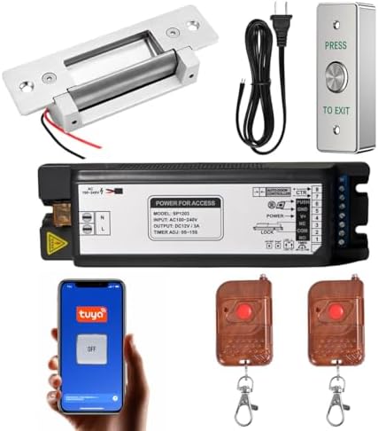 Smart Door Access Control System with Electric Strike Lock, WiFi Tuya App by YUHANUS