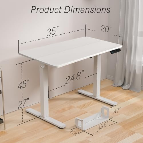 Kingant Standing Desk, 35x20 Inch Electric Height Adjustable Computer Desk - Image 3