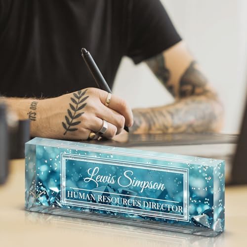 Desk Name Plate Personalized, Desk Double sided pattern Name Plate Personalized Office Desk Decor for Women and Men , Teacher Nurse Boss Employee Appreciation Gifts (Green diamonds, Customized) - Image 3