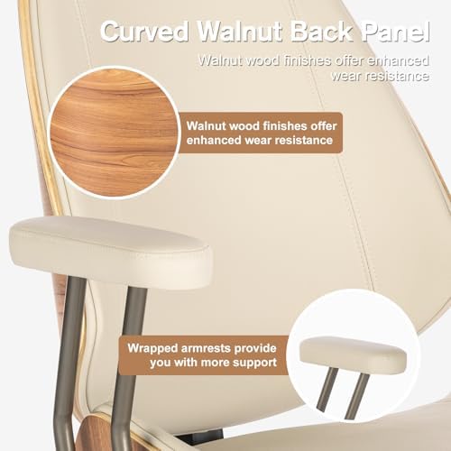High Back Ergonomic Office Chair, with Headrest & Arms, Beige - Image 5