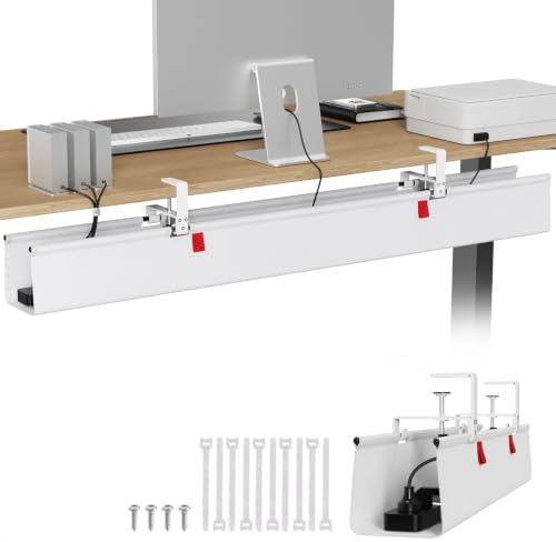 KEEGH Extra Large No Drill Under Desk Cable Management Tray 48 in, White by KEEGH