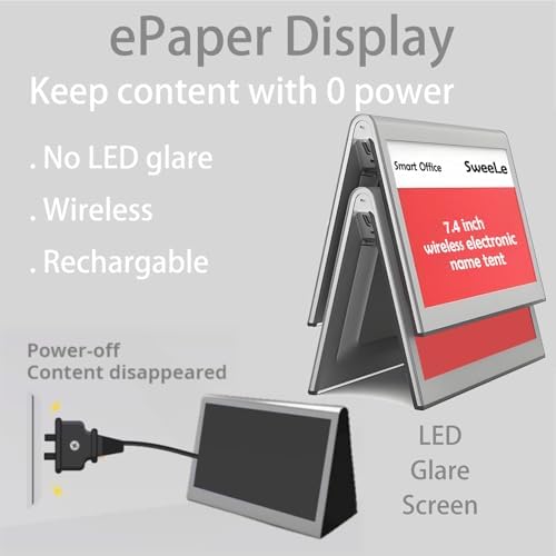 Editable Table Name Tent Digital Blank Place Name Card with Dual 7.4" ePaper Screen, Single Charge for Half A Year, 10 pack - Image 3