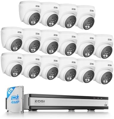 ZOSI C220 16CH 4K NVR with 16 x 4MP Audio PoE Dome Camera System, 4TB HDD by ZOSI