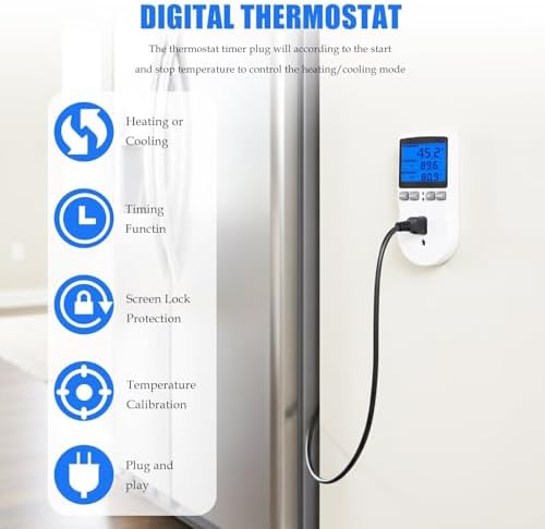 Heating & Cooling Control Outlet with Timer - Smart Plug-in Thermostat Fit for Indoor Climate Devices, 1800W 110V, Dual-Mode Work - Image 4