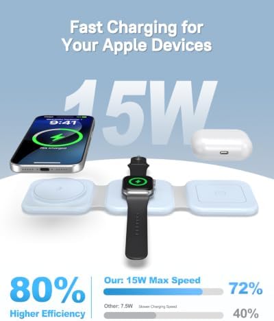 3 in 1 Foldable Travel Wireless Charger for Apple Multi Device - Image 2