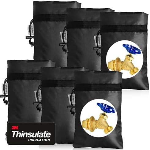 Enlarge Outdoor Faucet Cover for Winter Freeze Protection, 3M Thinsulate, 10"H x 6.3"W Hose Bib Covers for Wall Taps Outside, Waterproof & Frost Free Insulated Spigot Cover, 6 Pcs Faucet Socks - Black by DEMEDO