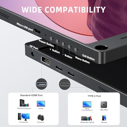 UPERFECT Portable Monitor, 15.6" IPS 1920X1080 FHD Eye Care Travel Screen - Image 3