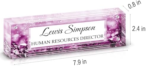 Desk Name Plate Personalized, Desk Double sided pattern Name Plate Personalized Office Desk Decor for Women and Men , Teacher Nurse Boss Employee Appreciation Gifts (purple gemstone, fixed pattern) - Image 3