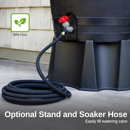 RTS Home Accents 50-Gallon ECO Rain Barrel Made with 100% Recycled Plastic, Flat Back Rain Water Collection Barrel, Black - Image 6